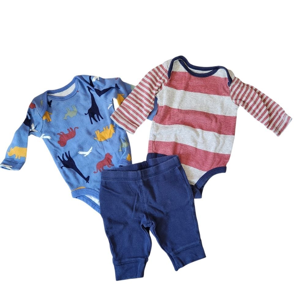 Carters Boys Long Sleeve Animal Bodysuits and Pants Set Size 3 months Blue